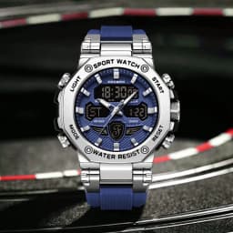Thumbnail Đồng hồ nam LIGE Màn hình kép thể thao chống nước Chronograph Quartz Digital 2