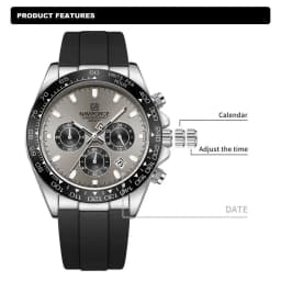 Thumbnail Đồng hồ nam sang trọng NAVIFORCE Đồng hồ thạch anh thể thao chống nước Dây đeo silicon Chronograph Đồng hồ đeo tay phát sáng 4