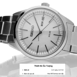 Thumbnail Đồng hồ nam Seiko Solar SNE52 máy pin, mặt kính sapphire chống xước, chống nước 10 ATM, dây thép đeo tay cao cấp. 3