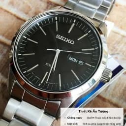 Thumbnail Đồng hồ nam Seiko Solar SNE52 máy pin, mặt kính sapphire chống xước, chống nước 10 ATM, dây thép đeo tay cao cấp. 4