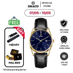 Thumbnail Đồng Hồ Nam - Thương Hiệu Draco D24-DC010 "Delicate" MẶT XANH DÂY DA ĐEN 1