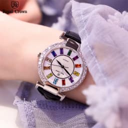 Thumbnail Đồng hồ nữ chính hãng dây da Royal Crown 4604 chống nước, đính đá cao cấp, đeo tay đẹp, sang chảnh 2
