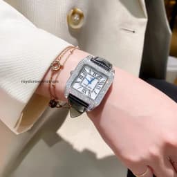 Thumbnail Đồng hồ nữ chính hãng dây da Royal Crown 6104 mặt vuông, đính đá cao cấp, đeo tay đẹp, sang chảnh 2