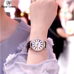Thumbnail Đồng hồ nữ chính hãng dây da Royal Crown 4604 chống nước, đính đá cao cấp, đeo tay đẹp, sang chảnh 4