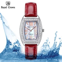 Thumbnail Đồng hồ nữ chính hãng dây da Royal Crown 3635 mặt ovan chống nước, đính đá cao cấp, đẹp, sang chảnh 1