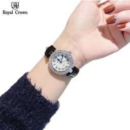 Thumbnail Đồng hồ nữ chính hãng dây da Royal Crown 6305 mặt nhỏ chống nước, đính đá cao cấp đẹp, thời trang 2