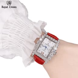 Thumbnail Đồng hồ nữ chính hãng dây da Royal Crown 6111 mặt chữ nhật, đính đá cao cấp, đeo tay đẹp, sang chảnh 2