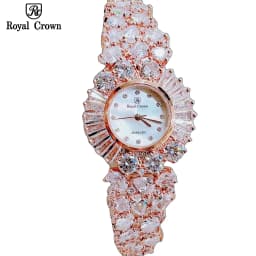 Thumbnail Đồng hồ nữ chính hãng dây thép đính đá Royal Crown hoa đá chống nước, đeo tay đẹp, sang chảnh 1