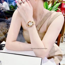 Thumbnail Đồng hồ nữ chính hãng dây thép đính đá Royal Crown hoa đá chống nước, đeo tay đẹp, sang chảnh 2