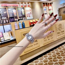 Thumbnail Đồng hồ nữ chính hãng dây thép đính đá Royal Crown hoa đá chống nước, đeo tay đẹp, sang chảnh 4