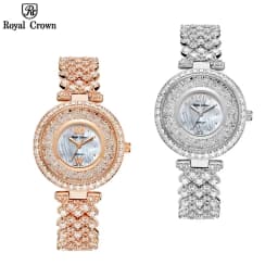 Thumbnail Đồng hồ nữ chính hãng dây thép Royal Crown 2606 chống nước, đính đá cao cấp, đeo tay đẹp, sang chảnh 1