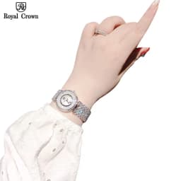 Thumbnail Đồng hồ nữ chính hãng dây thép Royal Crown 2606 chống nước, đính đá cao cấp, đeo tay đẹp, sang chảnh 3