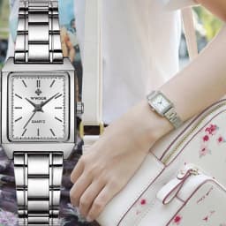 Thumbnail Đồng Hồ Nữ Chống Thấm Nước WWOOR Mặt Vuông Màu Trắng Bằng Thép Không Gỉ Thời Trang 1