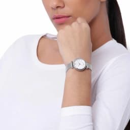Thumbnail Đồng hồ nữ Fossil Carlie dây kim loại, mặt xà cừ 29 MM, màu bạc, ES4432 1
