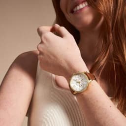 Thumbnail Đồng hồ nữ Fossil NEUTRA 36MM mặt xà cừ, dây da màu nâu ES5278 1