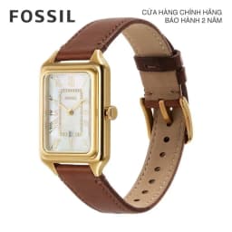 Thumbnail Đồng hồ nữ Fossil Raquel dây da thật màu nâu, mặt chữ nhật khảm xà cừ 26 MM, ES5307 4