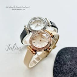 Thumbnail Đồng hổ nữ Julius Hàn Quốc JA-778 size mặt 3cm dây da (Kem , Đen) 1