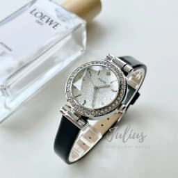 Thumbnail Đồng hổ nữ Julius Hàn Quốc JA-778 size mặt 3cm dây da (Kem , Đen) 3