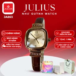 Thumbnail Đồng hồ nữ Julius Hàn Quốc Ja-863 size mặt 2,8cm dây da (Nâu) 1