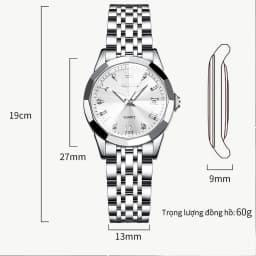 Thumbnail Đồng hồ nữ OLEVS 9931 chính hãng dây đeo bằng thép không gỉ có lịch phát sáng chống thấm nước 4