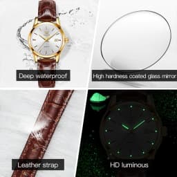 Thumbnail Đồng Hồ OLEVS 6898 Chống Thấm Nước Kiểu Dáng Thời Trang Cho Nữ dây da đẹp giá rẻ 4