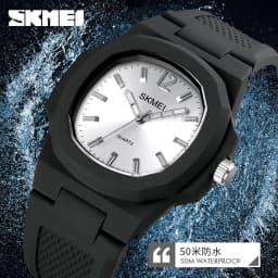 Thumbnail Đồng hồ Quartz SKMEI 1717 chống thấm nước thiết kế đơn giản với dây đeo bằng silicon thời trang cho nam và nữ 4