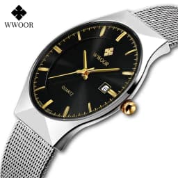 Thumbnail Đồng Hồ Quartz WWOOR 8016 Bằng Thép Lưới Siêu Mỏng Chống Thấm Nước Màu Bạc Thời Trang Cho Nam 1
