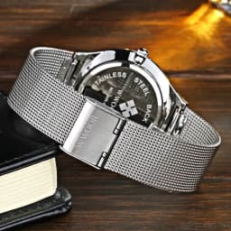 Thumbnail Đồng Hồ Quartz WWOOR 8016 Bằng Thép Lưới Siêu Mỏng Chống Thấm Nước Màu Bạc Thời Trang Cho Nam 4