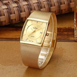 Thumbnail Đồng hồ quartz WWOOR 88831 chống nước bằng thép không gỉ mạ vàng 1