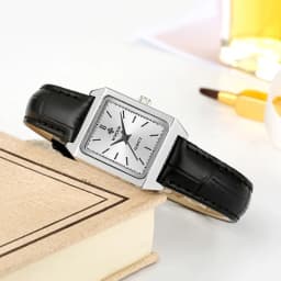 Thumbnail Đồng Hồ Quartz WWOOR Mặt Chữ Nhật Dây Da Màu Đen reloj mujer-8850 2