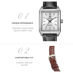 Thumbnail Đồng Hồ Quartz WWOOR Mặt Chữ Nhật Dây Da Màu Đen reloj mujer-8850 3