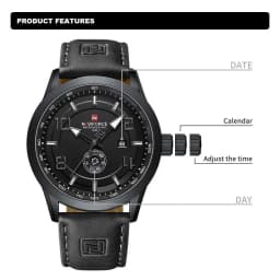 Thumbnail Đồng hồ thạch anh quân sự thể thao bằng da kỹ thuật số tương tự NAVIFORCE dành cho nam (Phiên bản nâng cấp kèm hộp gốc) Jam Tangan 4