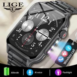 Thumbnail Đồng hồ thông minh LIGE Nam Cuộc gọi Bluetooth Đèn thở LED 1.96inch Full Touch Chống nước 1
