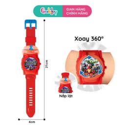 Thumbnail Đồng Hồ Trẻ Em Mặt Xoay 360° Các Nhân Vật Hoạt Hình SpiderMan, Kuromi, Melody, Frozen, Doraemon 1