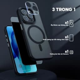 Thumbnail 𝗖𝗢𝗠𝗕𝗢 - Ốp LIKGUS Nhám Sạc Không Dây, Chống Sốc, Chống Vân Tay + Kính Cường Lực Chống Nhìn Trộm + Bảo Vệ Camera 1