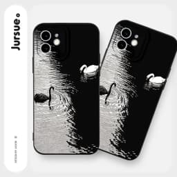 Thumbnail Ốp lưng JURSUE mềm chống bẩn hình ngầu độc lạ đen Cho iPhone 16 15 14 13 12 11 Pro Max SE 2020 X XR XS ip 8 7 Plus Y2782 1