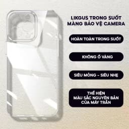 Thumbnail Ốp Lưng Likgus Trong Suốt Màng Bảo Vệ Camera Full Cứng Không Ố Vàng Cho IP 14-15-16-Pro-Plus-Promax 1