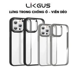 Thumbnail Ốp Lưng Trong Cứng Likgus Chống Ố Vàng Dùng Cho IP 12-13-14-15-Pro-Plus-Promax - Viền Gờ Cam Kim Loại Siêu Đẹp 1