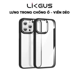 Thumbnail Ốp Lưng Trong Cứng Likgus Chống Ố Vàng Dùng Cho IP 12-13-14-15-Pro-Plus-Promax - Viền Gờ Cam Kim Loại Siêu Đẹp 2