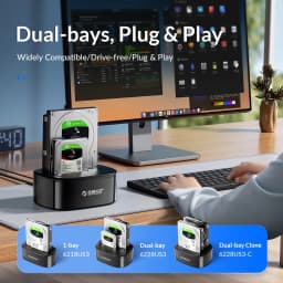Thumbnail Orico Clone Docking Station 2.5 3.5 Dual Bay SATA Sang USB 3.0 HDD Enclosure Tool Free Duplicator HDD Case 24TB cho Windows Mac OS (6228US3) 2