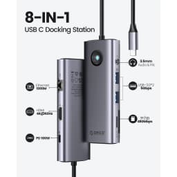 Thumbnail Orico USB C HUB Dock Station 4K Type C HDMI RJ45 USB 3.0 Adapter Cho MacBook Pro Air iPad M1 (PW11) 2