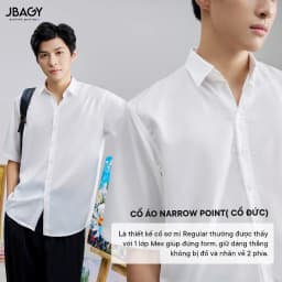 Thumbnail Outlet | Áo sơ mi cộc tay nam JBAGY, vải lụa trắng cao cấp phù hợp cho học sinh sinh viên đi học đi làm - JS02 3