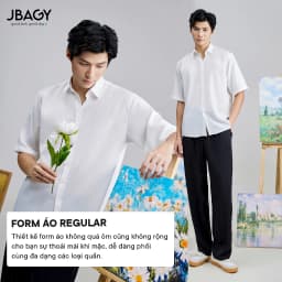 Thumbnail Outlet | Áo sơ mi cộc tay nam JBAGY, vải lụa trắng cao cấp phù hợp cho học sinh sinh viên đi học đi làm - JS02 4