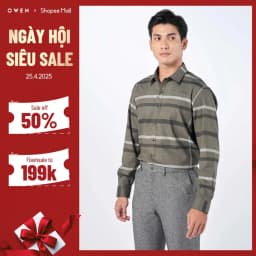 Thumbnail OWEN - Áo sơ mi dài tay Regular Fit AR220913DT màu Xanh rêu chất liệu Bamboo 1