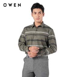 Thumbnail OWEN - Áo sơ mi dài tay Regular Fit AR220913DT màu Xanh rêu chất liệu Bamboo 2