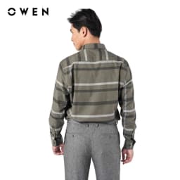 Thumbnail OWEN - Áo sơ mi dài tay Regular Fit AR220913DT màu Xanh rêu chất liệu Bamboo 3