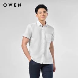 Thumbnail OWEN - Áo sơ mi ngắn tay Body Fit AB240319NT màu Trắng chất liệu Polyester -Spandex 1