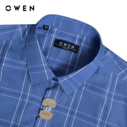 Thumbnail OWEN - Áo sơ mi ngắn tay Body Fit AB250064NT màu Xanh dương chất liệu Viscose-Polyester 1