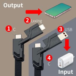 Thumbnail Pffee 4in1 100w 65W 6A Cáp USB Loại C Lxxning Kim Loại PD Sạc Nhanh Tất Cả Các Điện Thoại Đa Năng 2