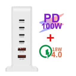Thumbnail Pffee Cốc Sạc Nhanh 6 Cổng usb c gan 3 100w 30w 200w Cho Điện Thoại / Máy Tính Bảng / laptop 1